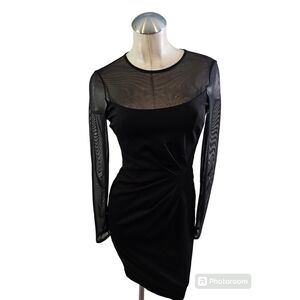 Cache Size 4 Black Cocktail Dress Mesh Top and Sleeves